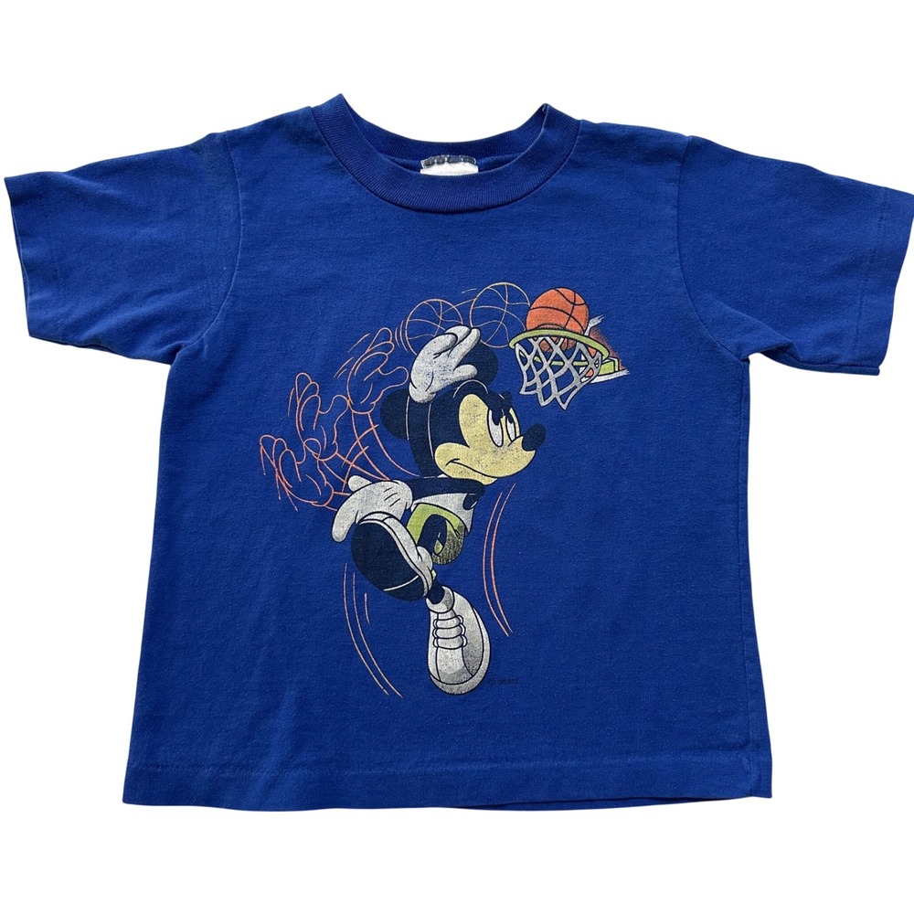 VTG 90s‎ Allison Mickey Mouse Basketball Shirt Kids 5/6 Made in USA Double Sided